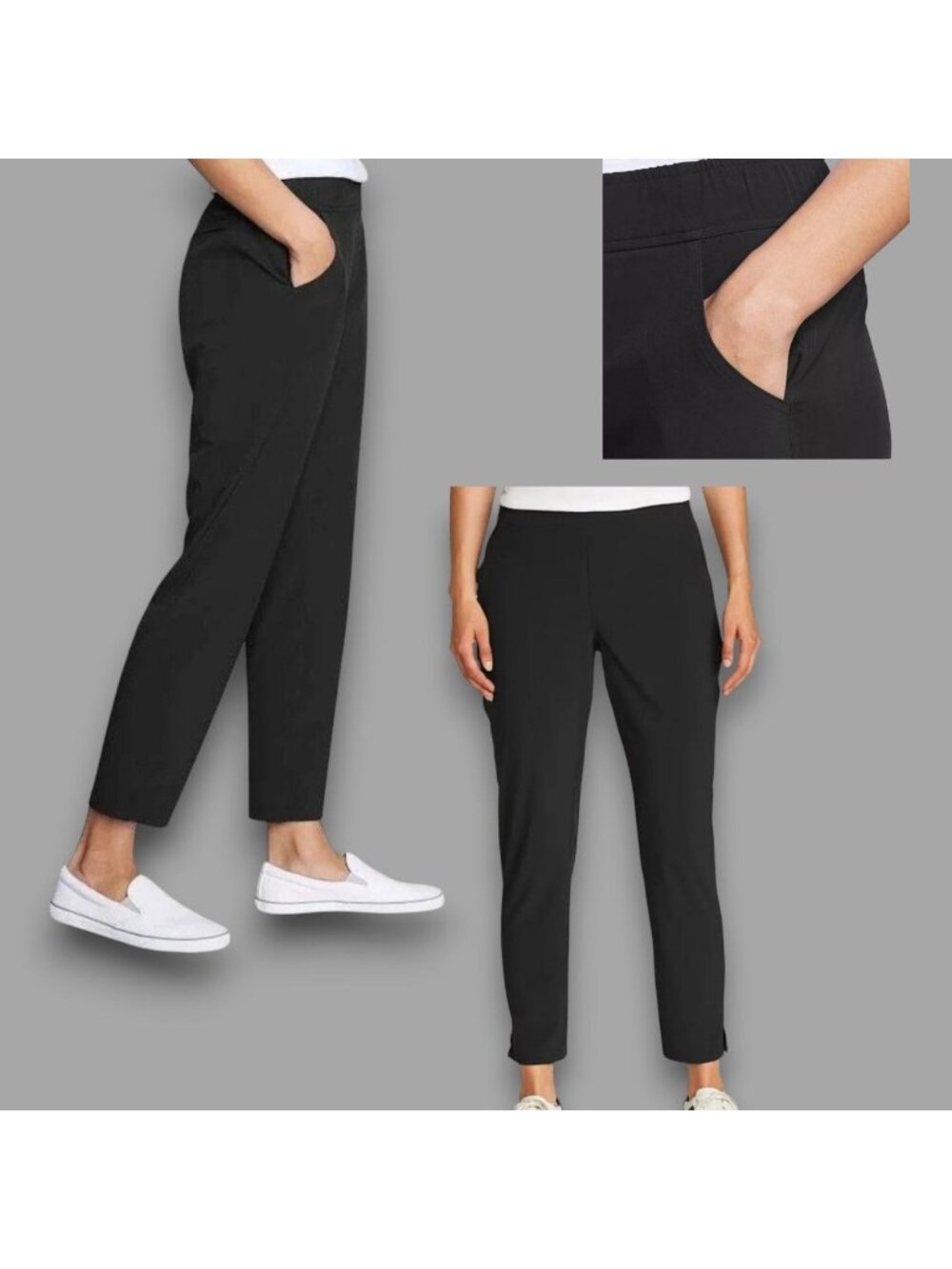 New w Tags! Eddie Bauer Rainier Ripstop Women's Sz XL Blue Pull-On Ankle Pants